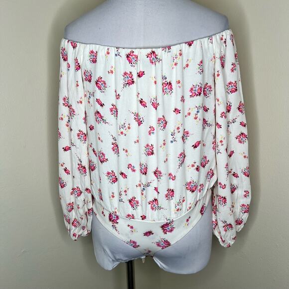 AFRM Nessa Bodysuit MEDIUM Ditzy Floral Off The Shoulder Cottagecore Feminine - Picture 6 of 14
